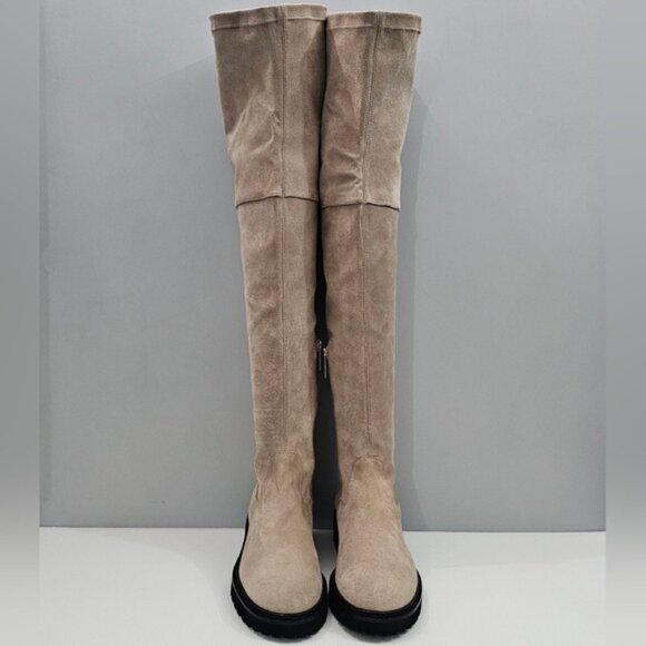 Aquatalia Mire Over The Knee Boot Womens 10 Taupe Suede Waterproof Tall Pull On - Picture 5 of 14